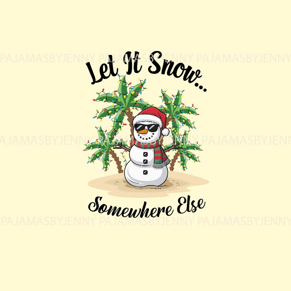 Yellow Funny Let It Snow Tropical Snowman Plus Size Family PJs Yellow Funny Let It Snow Tropical Snowman Plus Size Family PJs
