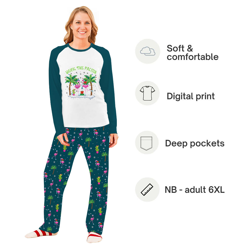 Flamingo Matching Family Holiday Pajamas With Handy Pockets