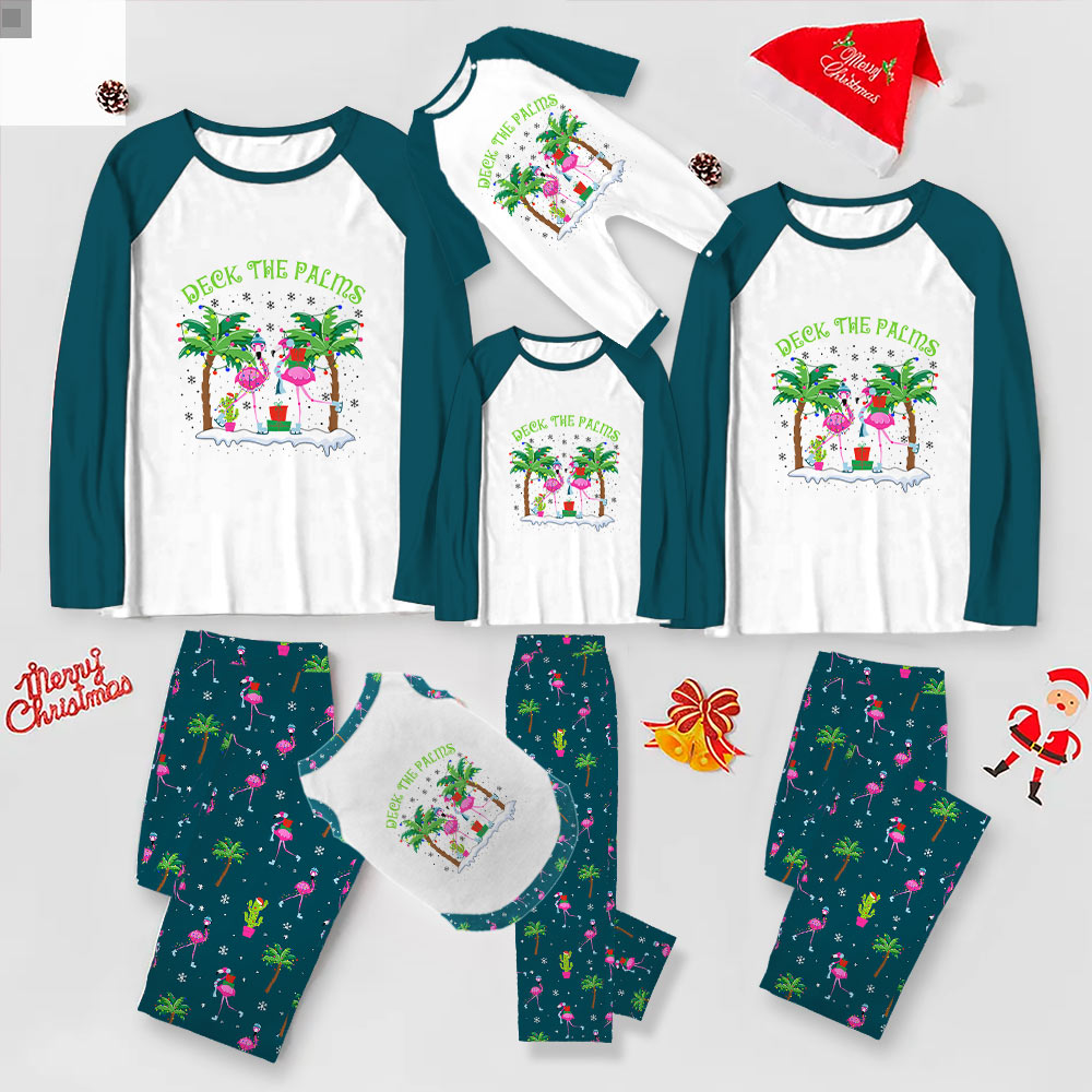 Flamingo Matching Family Holiday Pajamas With Handy Pockets
