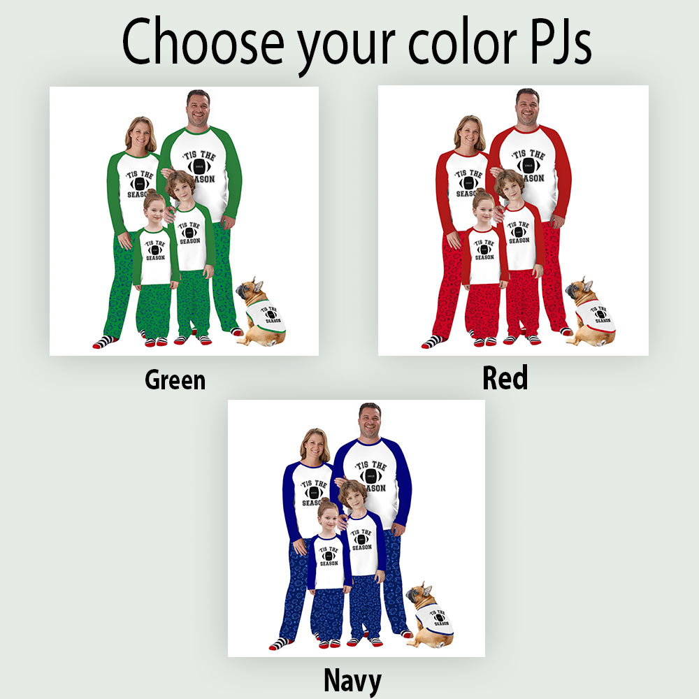 Custom Name And Number Christmas Raglan Pajamas For Football Teams With Pockets Custom Name And Number Christmas Raglan Pajamas For Football Teams With Pockets