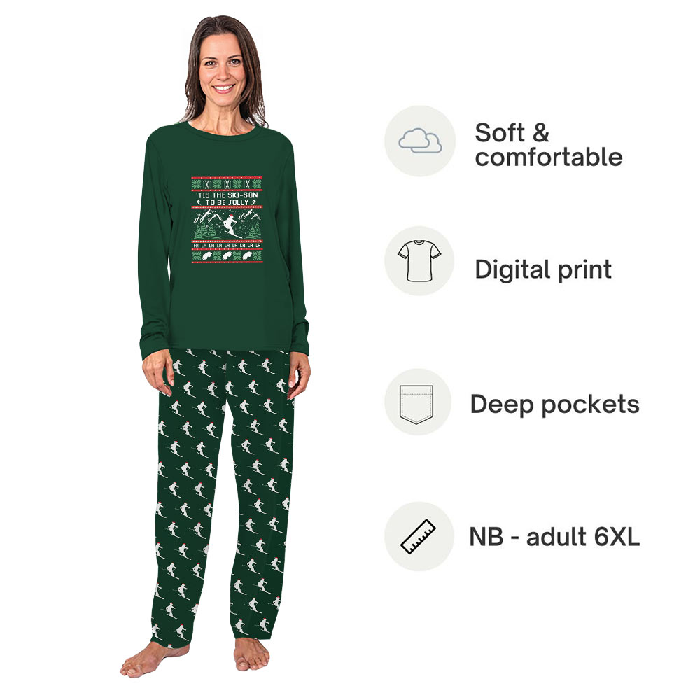 Matching Family Ski Pajamas With Handy Pockets And Saying Tis The Skison To Be Jolly Matching Family Ski Pajamas With Handy Pockets And Saying Tis The Skison To Be Jolly