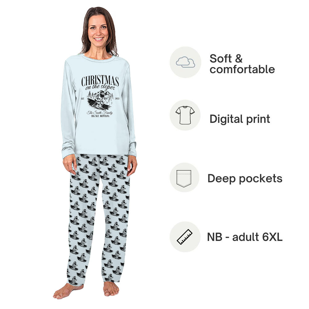 Personalized Christmas Ski Print Pajamas With Guaranteed Fitting For The Whole Crew Personalized Christmas Ski Print Pajamas With Guaranteed Fitting For The Whole Crew