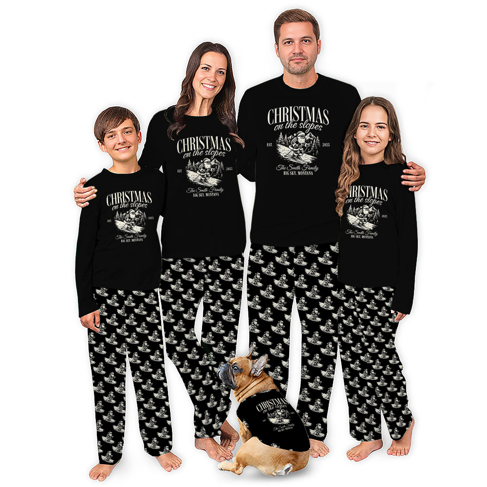 Personalized Christmas Ski Print Pajamas With Guaranteed Fitting For The Whole Crew Personalized Christmas Ski Print Pajamas With Guaranteed Fitting For The Whole Crew