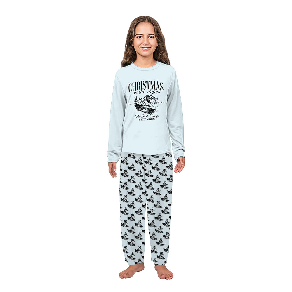 Personalized Christmas Ski Print Pajamas With Guaranteed Fitting For The Whole Crew Personalized Christmas Ski Print Pajamas With Guaranteed Fitting For The Whole Crew