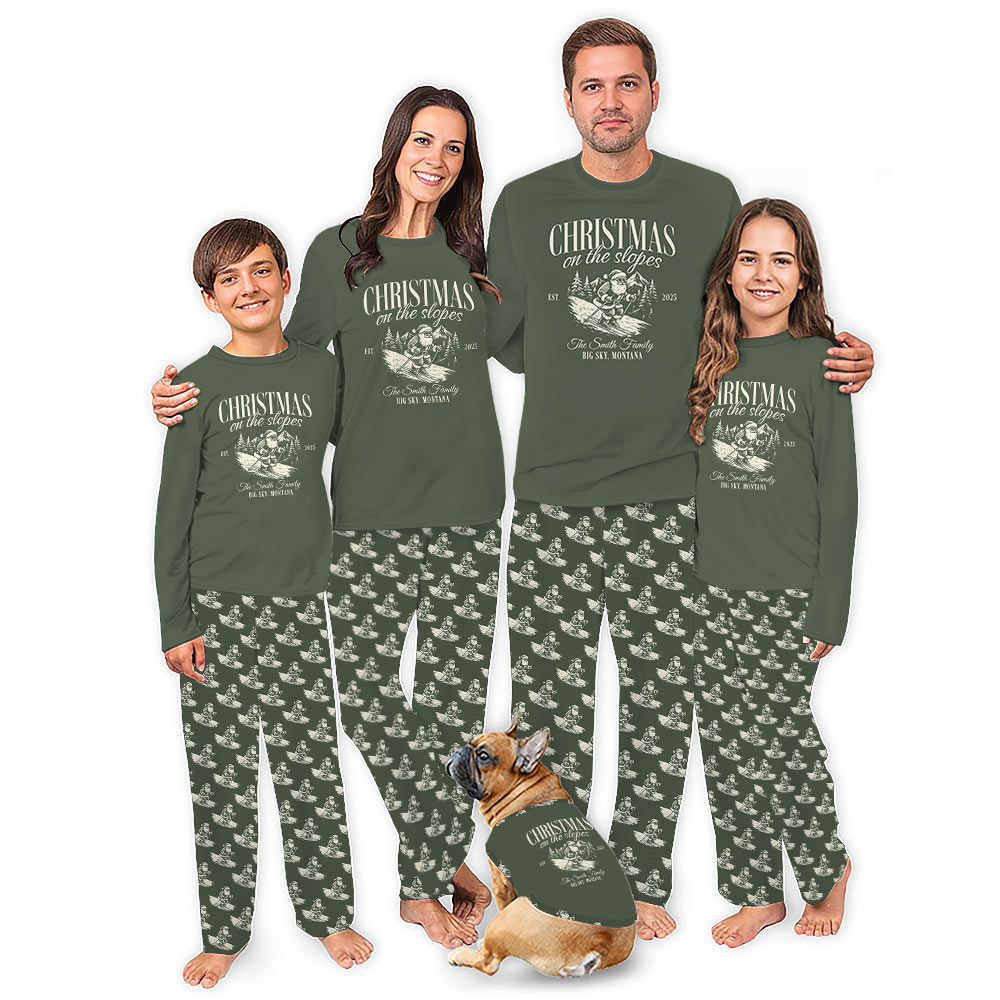 Personalized Christmas Ski Print Pajamas With Guaranteed Fitting For The Whole Crew Personalized Christmas Ski Print Pajamas With Guaranteed Fitting For The Whole Crew