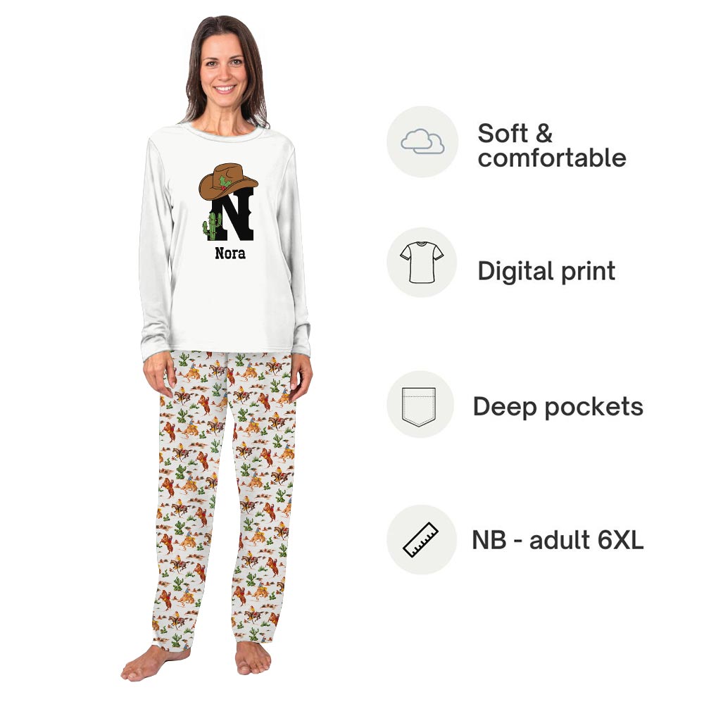 Monogrammed Western Christmas Personalized Holiday Pajamas with Name