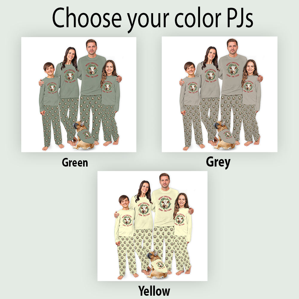 Highland Cow Christmas Pajamas With Adorable Wishing Merry From The Farm Highland Cow Christmas Pajamas With Adorable Wishing Merry From The Farm