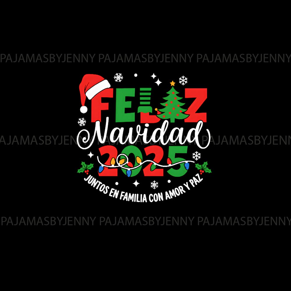 Black Christmas Feliz Navidad Family Matching Pajamas Plus Size with Custom Quote Black Christmas Feliz Navidad Family Matching Pajamas Plus Size with Custom Quote
