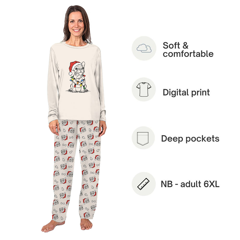 French Bulldog Christmas Pajamas With Sizes For Humans French Bulldog Christmas Pajamas With Sizes For Humans