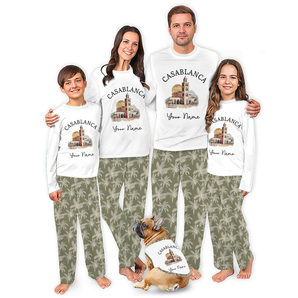 Personalized Casablanca Family Christmas Pajamas With Full Sizes and Nostalgic Vibes Personalized Casablanca Family Christmas Pajamas With Full Sizes and Nostalgic Vibes