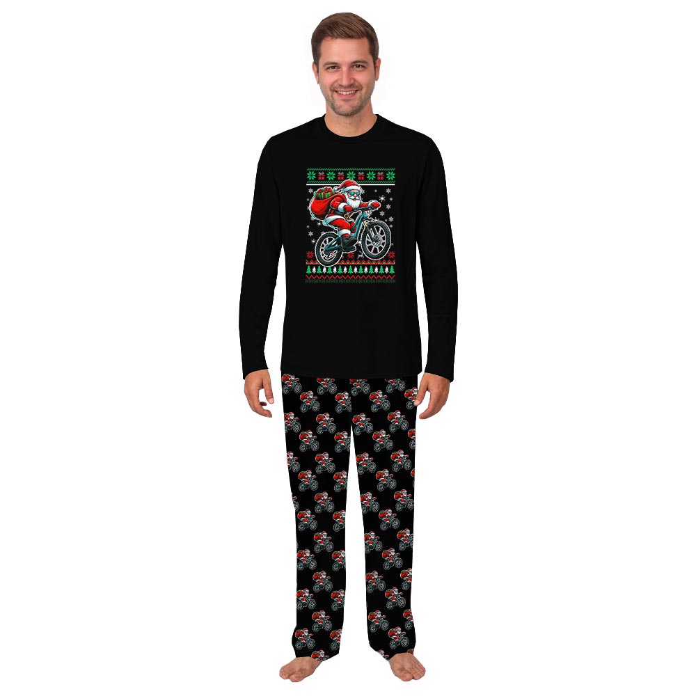 Christmas Santa Mountain Bike Rider Plus Size Family Pjs Christmas Santa Mountain Bike Rider Plus Size Family Pjs