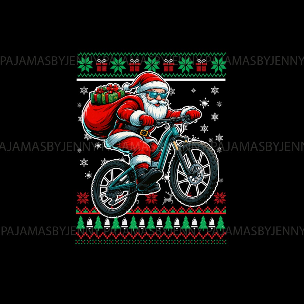 Christmas Santa Mountain Bike Rider Plus Size Family Pjs Christmas Santa Mountain Bike Rider Plus Size Family Pjs
