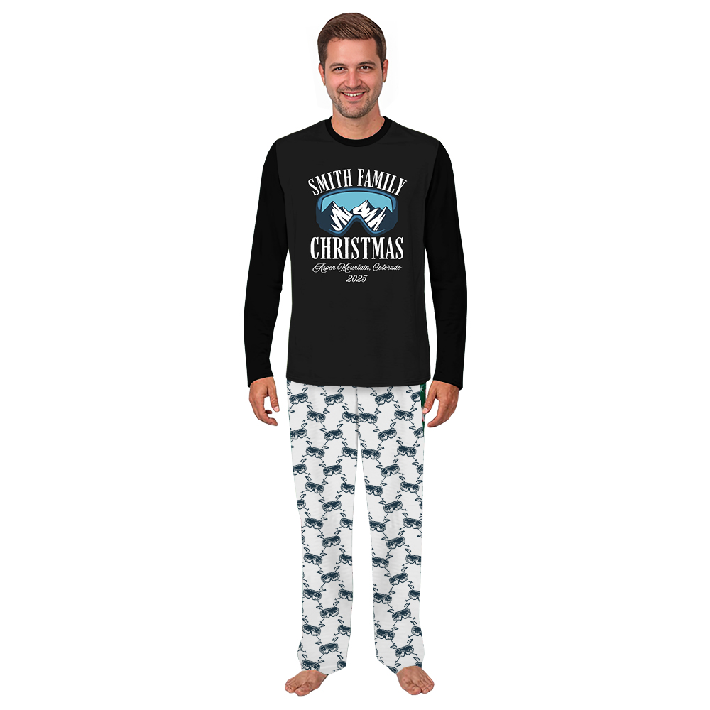 Name Personalized Aspen Moutain Print Matching Family Xmas Pjs