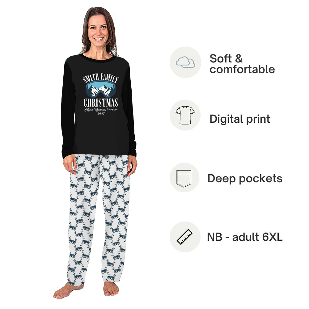 Name Personalized Aspen Moutain Print Matching Family Xmas Pjs