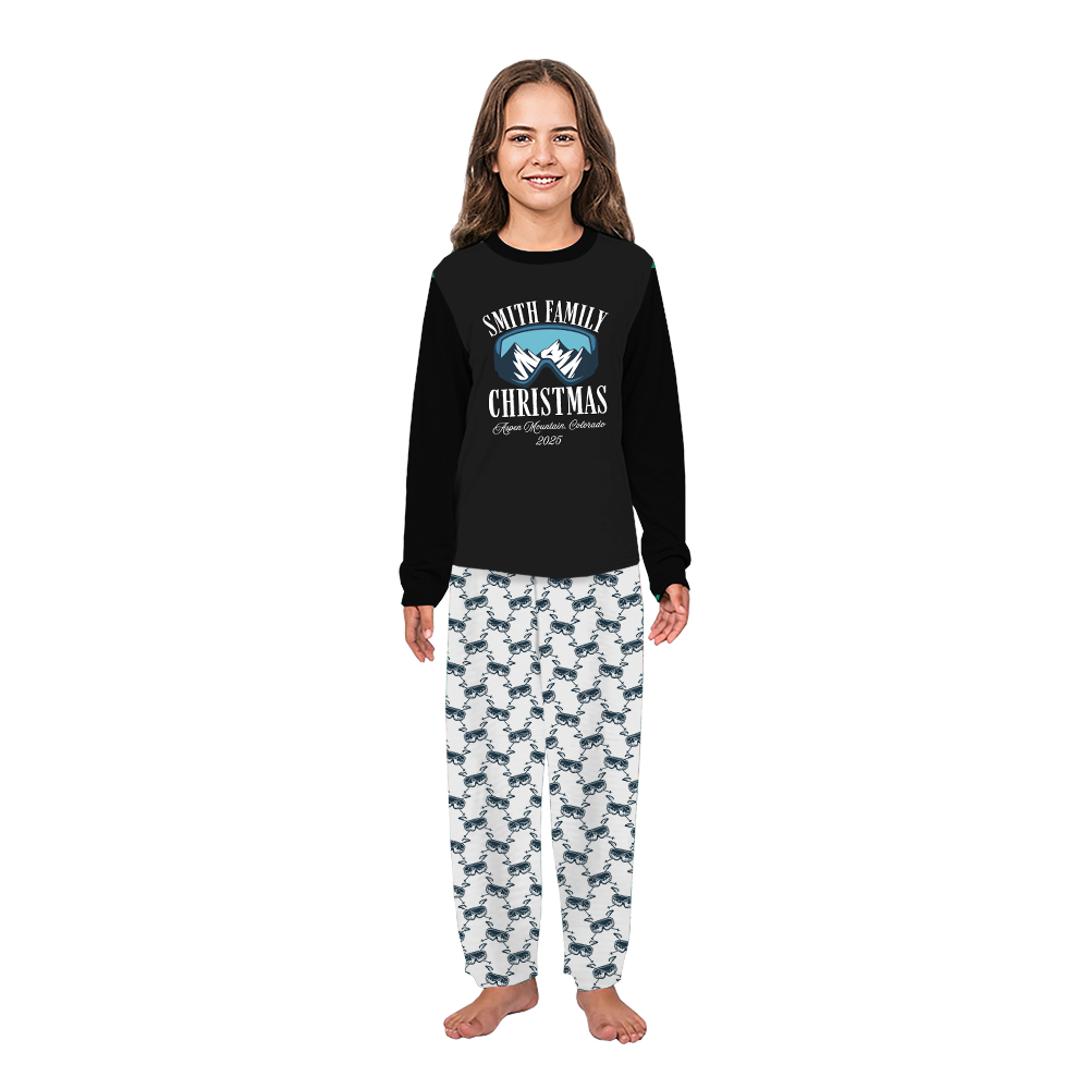 Name Personalized Aspen Moutain Print Matching Family Xmas Pjs