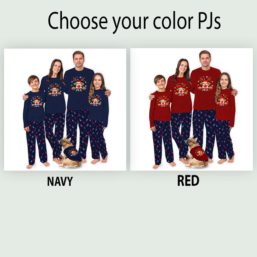 Name Personalized Reindeer Matching Family Xmas Pajamas Name Personalized Reindeer Matching Family Xmas Pajamas