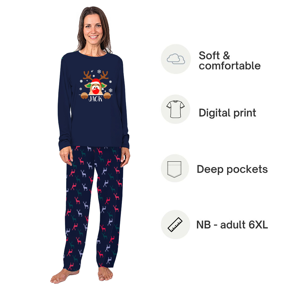 Name Personalized Reindeer Matching Family Xmas Pajamas Name Personalized Reindeer Matching Family Xmas Pajamas