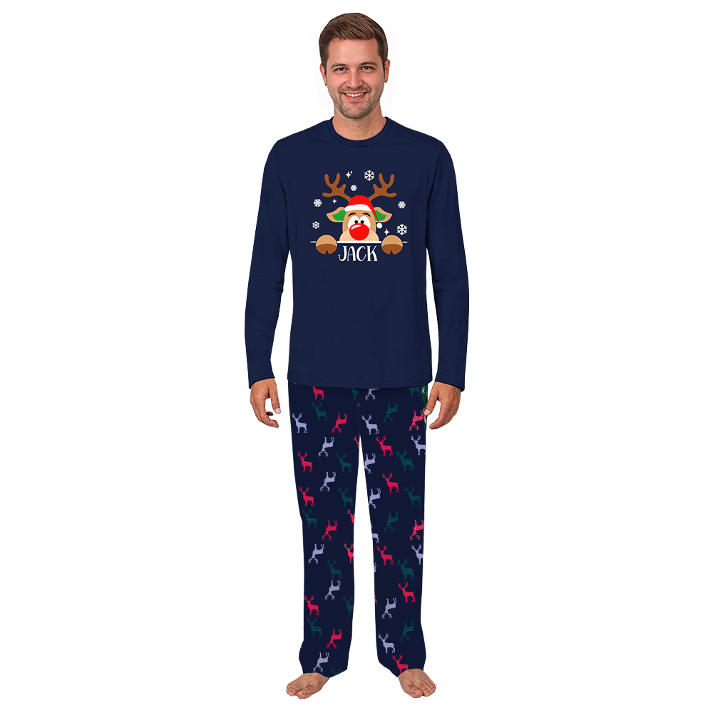 Name Personalized Reindeer Matching Family Xmas Pajamas Name Personalized Reindeer Matching Family Xmas Pajamas