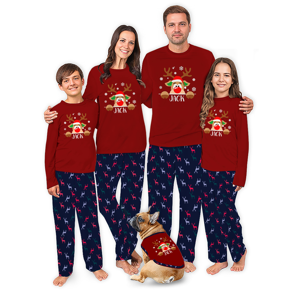 Name Personalized Reindeer Matching Family Xmas Pajamas Name Personalized Reindeer Matching Family Xmas Pajamas