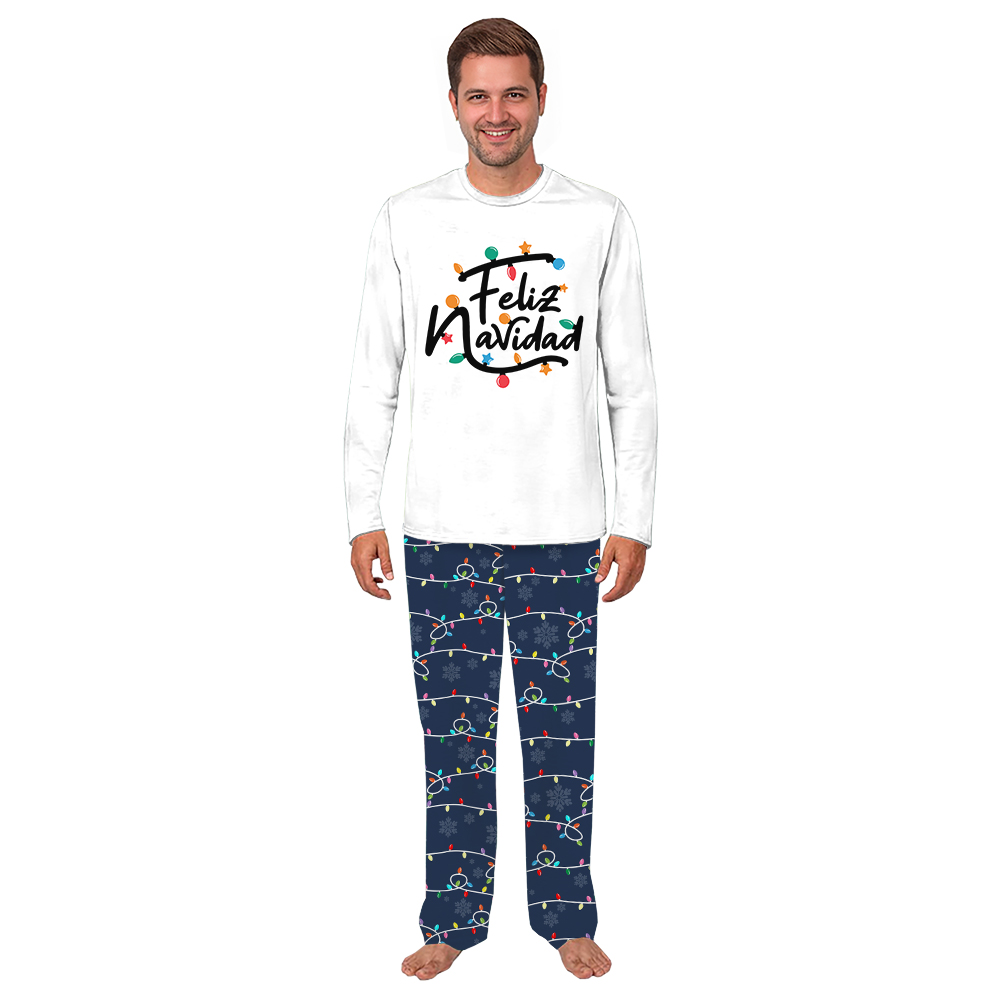 Feliz Navidad Family Christmas Pajamas All Over Light Print Feliz Navidad Family Christmas Pajamas All Over Light Print