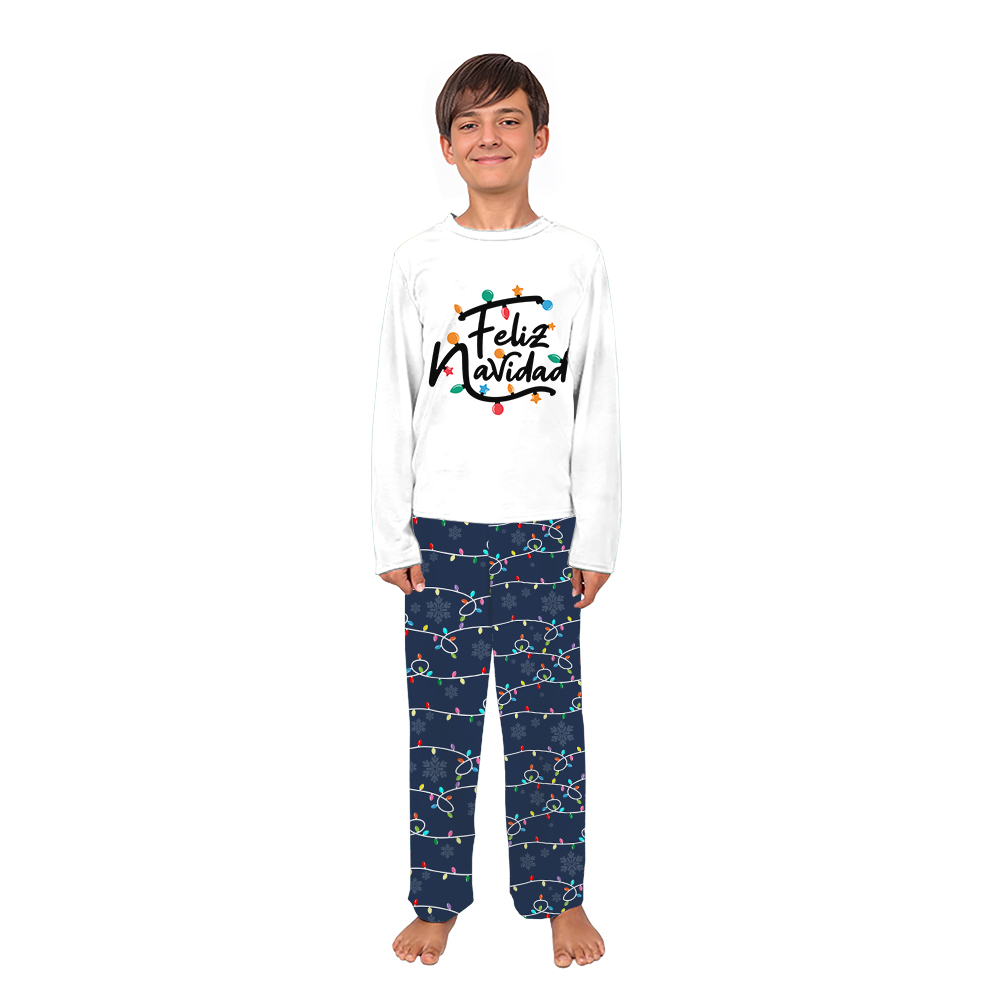 Feliz Navidad Family Christmas Pajamas All Over Light Print Feliz Navidad Family Christmas Pajamas All Over Light Print