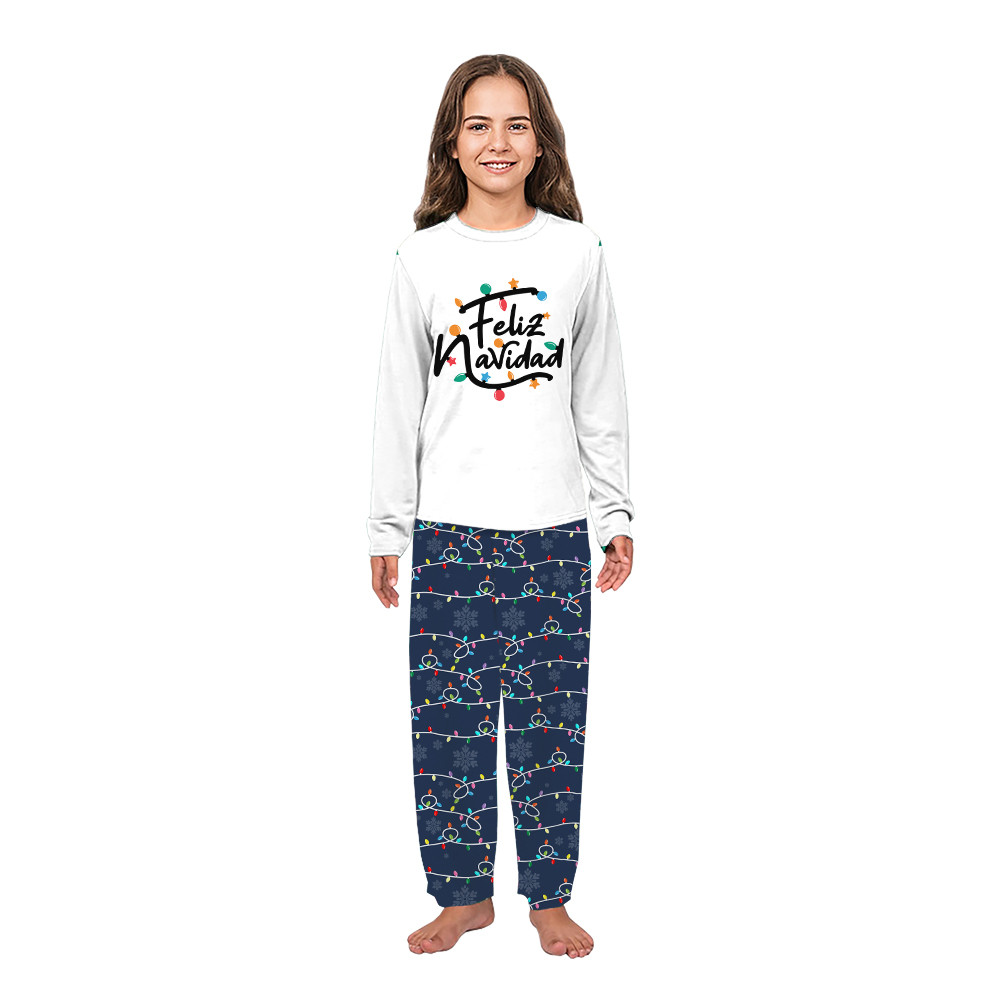 Feliz Navidad Family Christmas Pajamas All Over Light Print Feliz Navidad Family Christmas Pajamas All Over Light Print