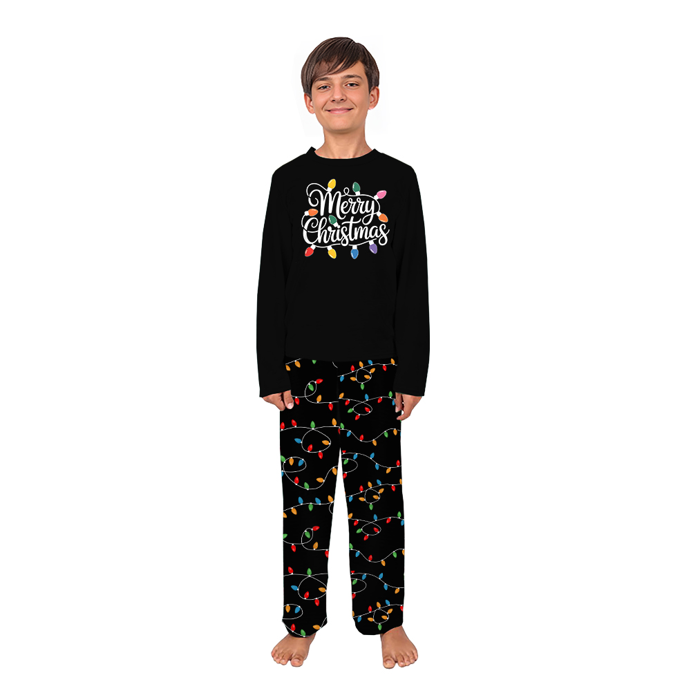 Merry Christmas All Over String Lights Print Pajamas Matching Family Merry Christmas All Over String Lights Print Pajamas Matching Family