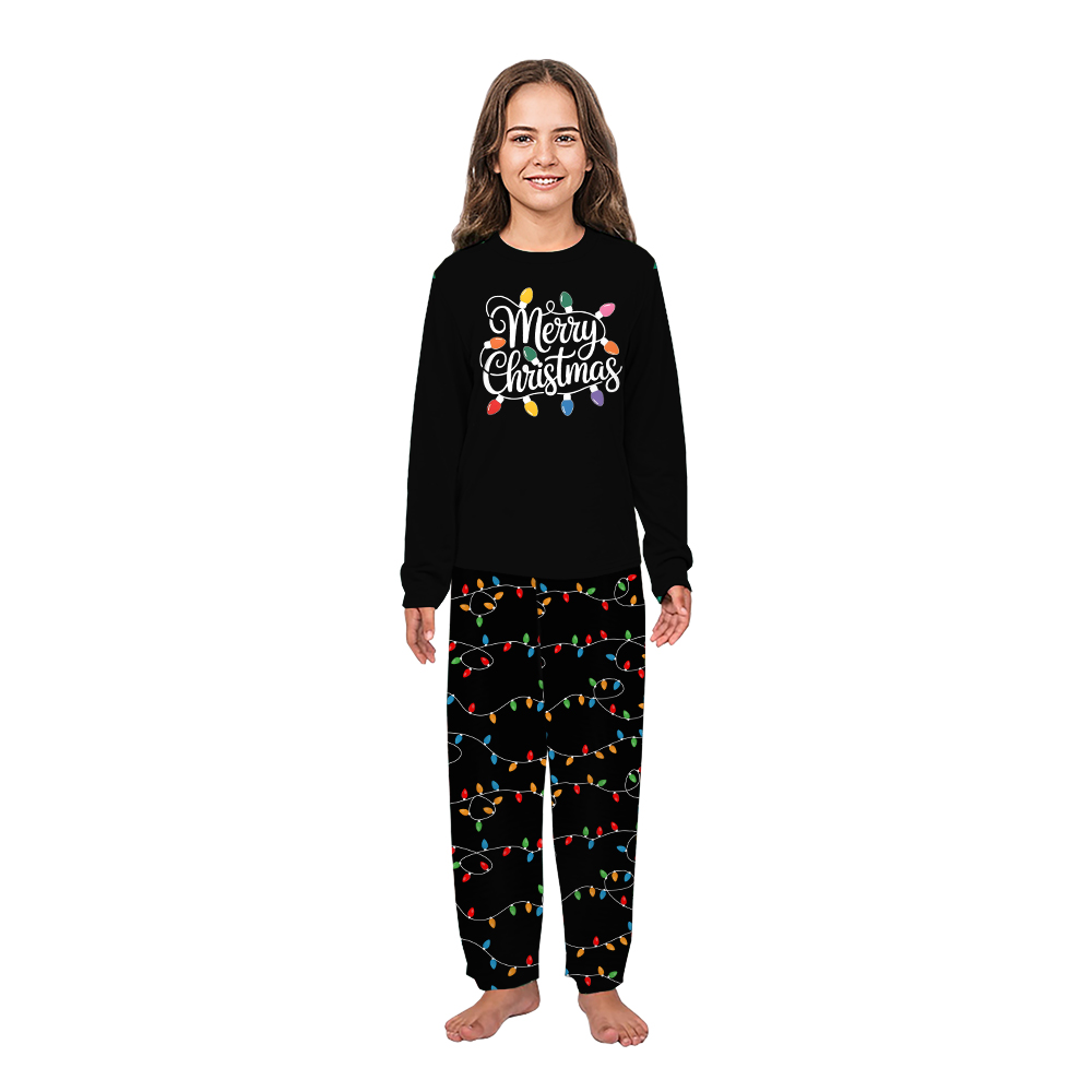 Merry Christmas All Over String Lights Print Pajamas Matching Family Merry Christmas All Over String Lights Print Pajamas Matching Family