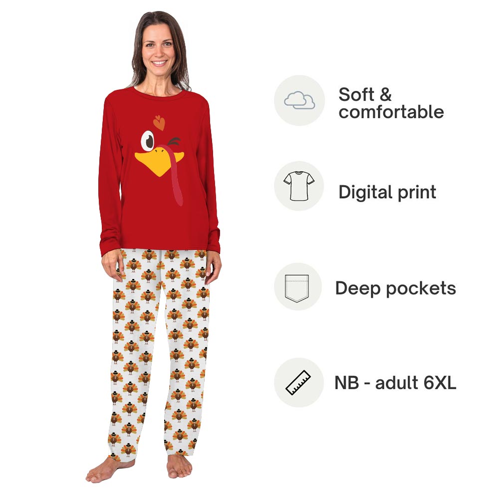 Custom Turkey Face Matching Family Thanksgiving Pajamas Custom Turkey Face Matching Family Thanksgiving Pajamas
