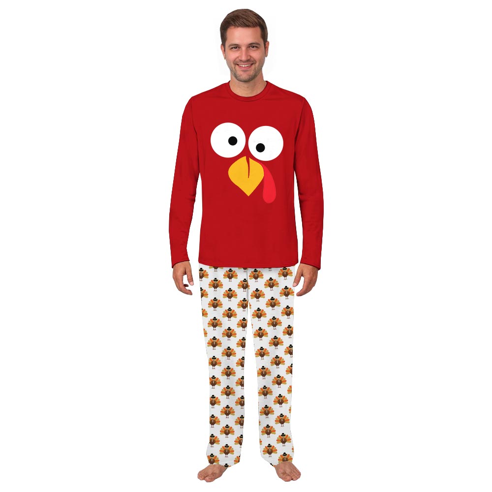 Custom Turkey Face Matching Family Thanksgiving Pajamas Custom Turkey Face Matching Family Thanksgiving Pajamas