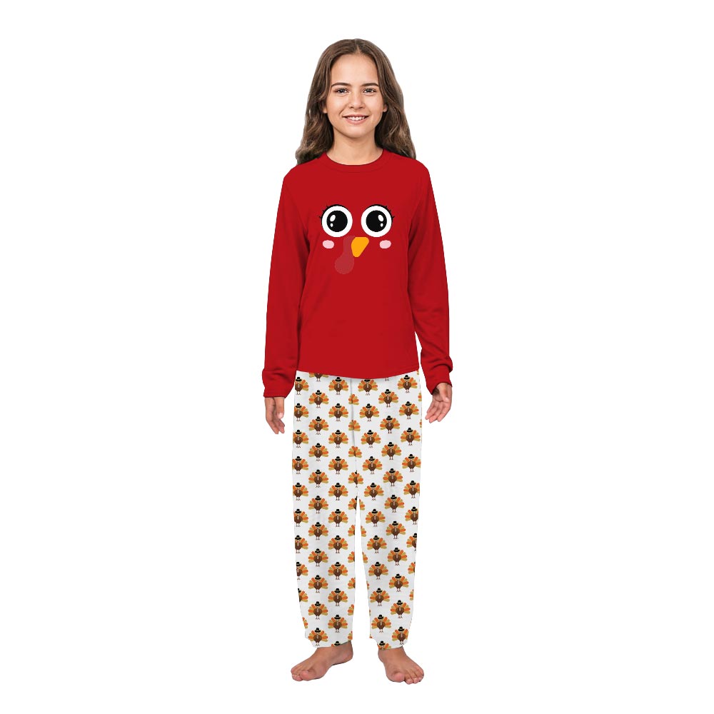 Custom Turkey Face Matching Family Thanksgiving Pajamas Custom Turkey Face Matching Family Thanksgiving Pajamas
