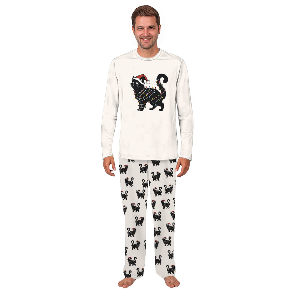 Cat Christmas Pajamas For Adults In Cute Cream Color Cat Christmas Pajamas For Adults In Cute Cream Color