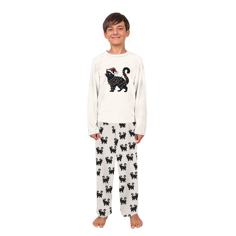 Cat Christmas Pajamas For Adults In Cute Cream Color Cat Christmas Pajamas For Adults In Cute Cream Color