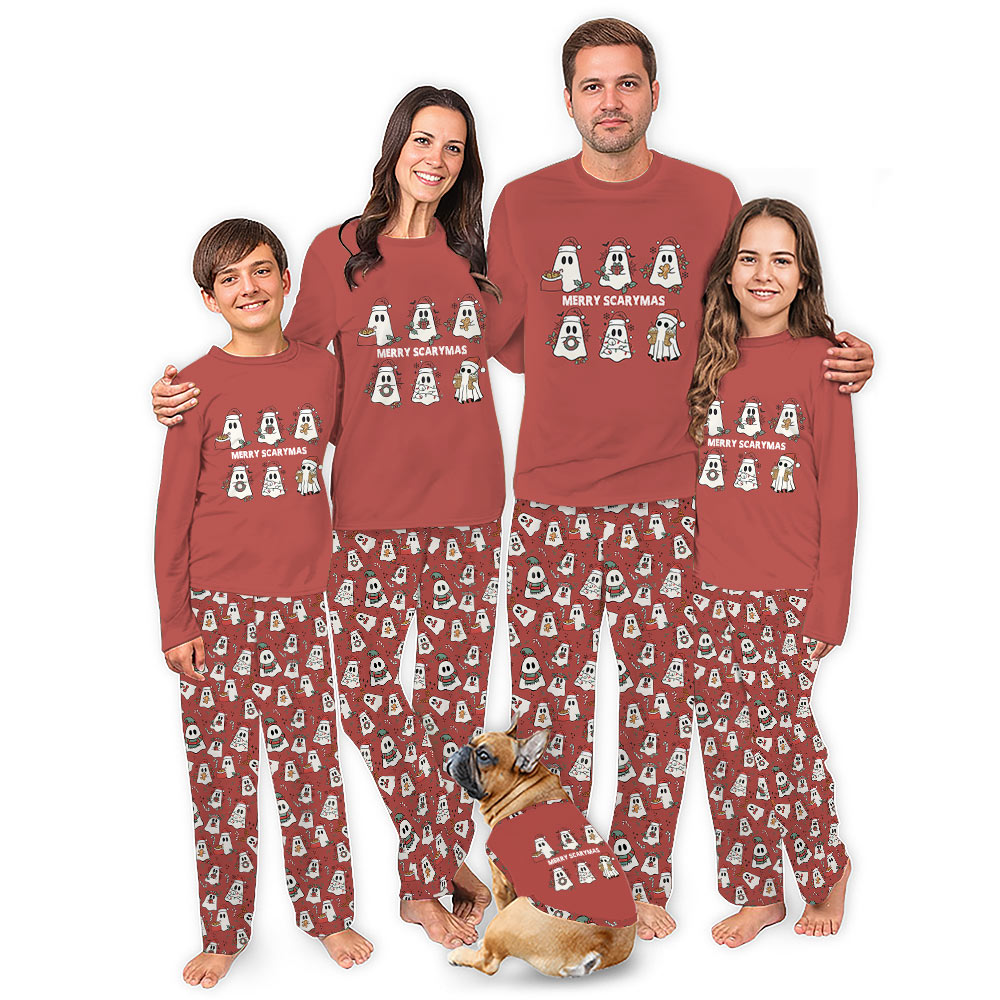 Family Matching Christmas Pjs With Festive Ghosts Saying Merry Scarymas Family Matching Christmas Pjs With Festive Ghosts Saying Merry Scarymas