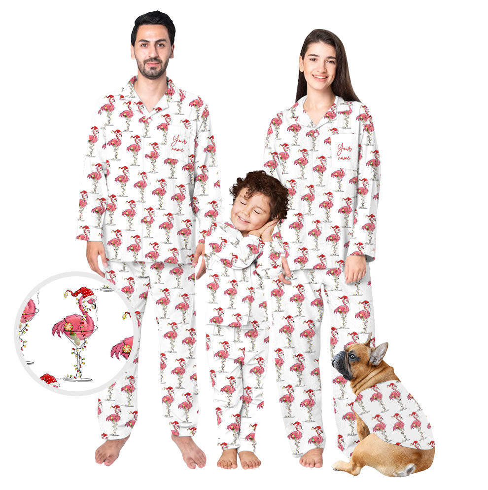 Flamingo Family Christmas Pajamas With Custom Name Guaranteed Flamingo Family Christmas Pajamas With Custom Name Guaranteed