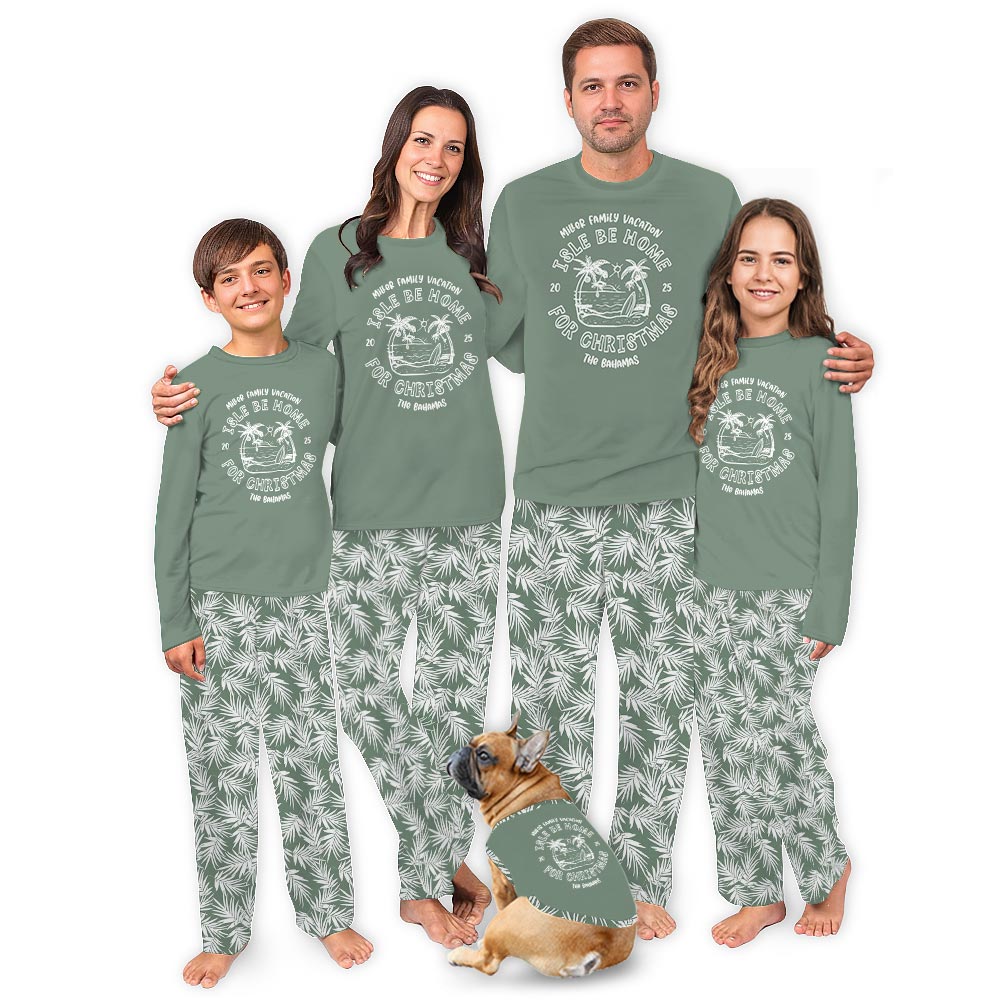 Custom Beach Christmas Palm Tree Plus Size Family Jammies Custom Beach Christmas Palm Tree Plus Size Family Jammies
