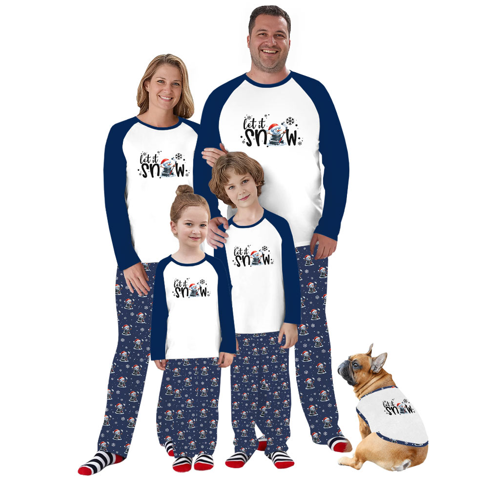 Hockey Snowman Family Matching Christmas Pjs With Dog Funny Hockey Snowman Family Matching Christmas Pjs With Dog Funny