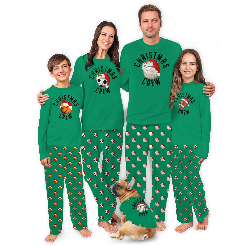 Soccer Christmas Crew Plus Size Christmas Family Pajamas with Custom Design Soccer Christmas Crew Plus Size Christmas Family Pajamas with Custom Design