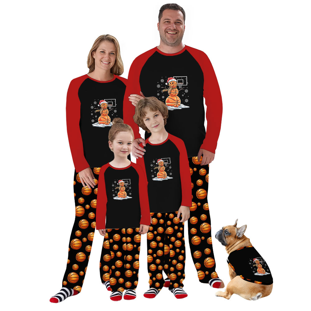 Festive Basketball Snowman Matching Family Pajamas Festive Basketball Snowman Matching Family Pajamas