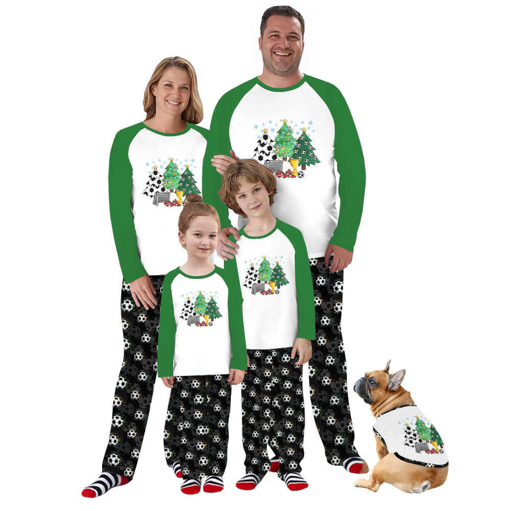 Adorable Soccer Christmas Tree Family Pajamas With Dog Adorable Soccer Christmas Tree Family Pajamas With Dog