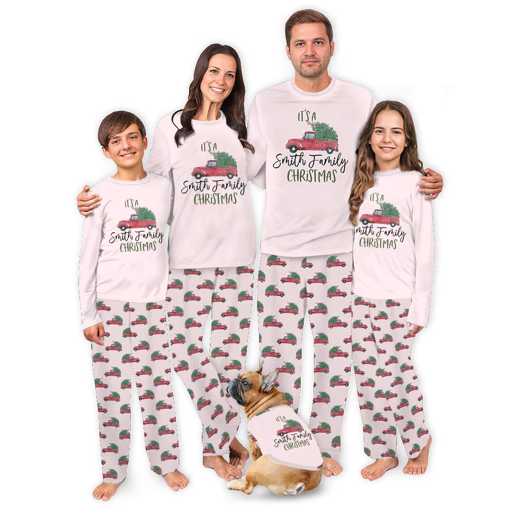 Personalized Family Name Truck Christmas Pajamas with Fun Quote Personalized Family Name Truck Christmas Pajamas with Fun Quote