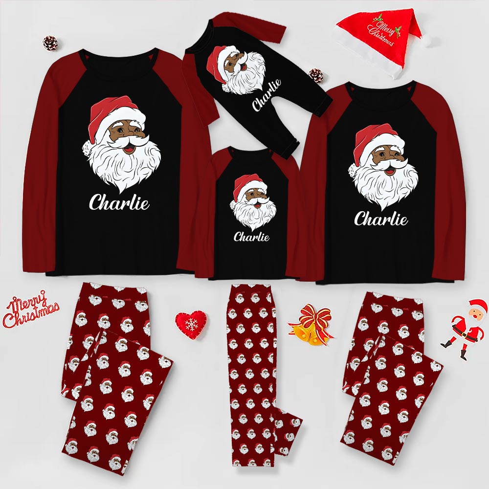 Santa Claus Black Family Matching Christmas PJs Plus Size Santa Claus Black Family Matching Christmas PJs Plus Size