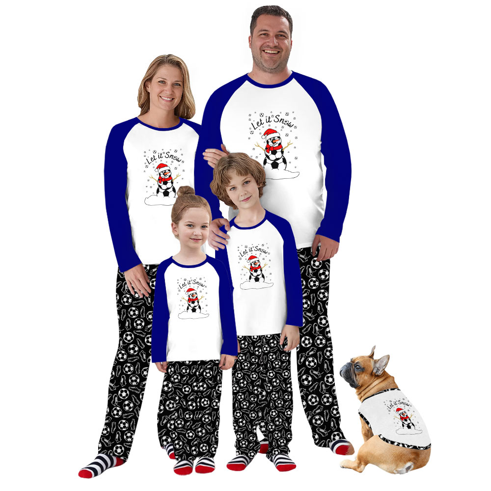 Adorable Snowman Soccer Christmas Pajamas With Raglan Polyester Shirts Adorable Snowman Soccer Christmas Pajamas With Raglan Polyester Shirts