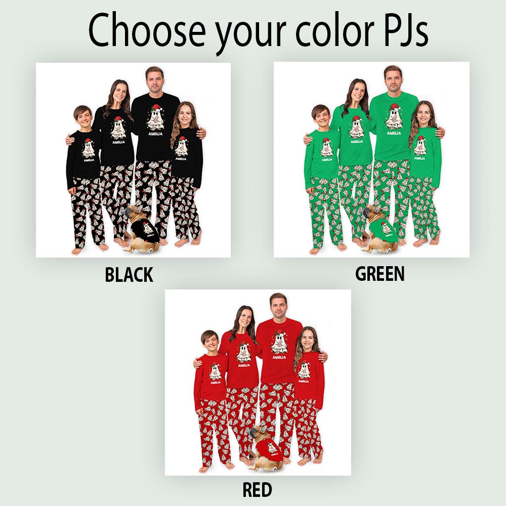 Cute Ghost Christmas Cake Matching Family PJ Sets