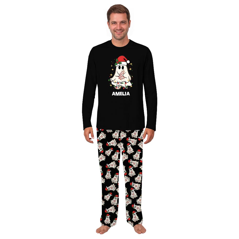 Cute Ghost Christmas Cake Matching Family PJ Sets
