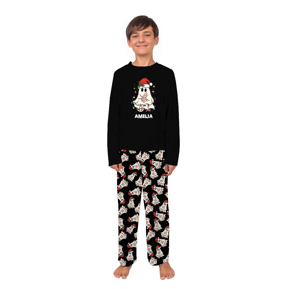 Cute Ghost Christmas Cake Matching Family PJ Sets