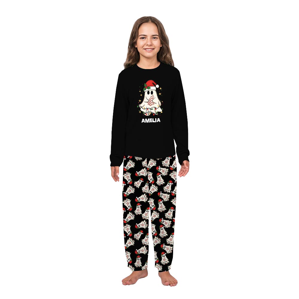 Cute Ghost Christmas Cake Matching Family PJ Sets