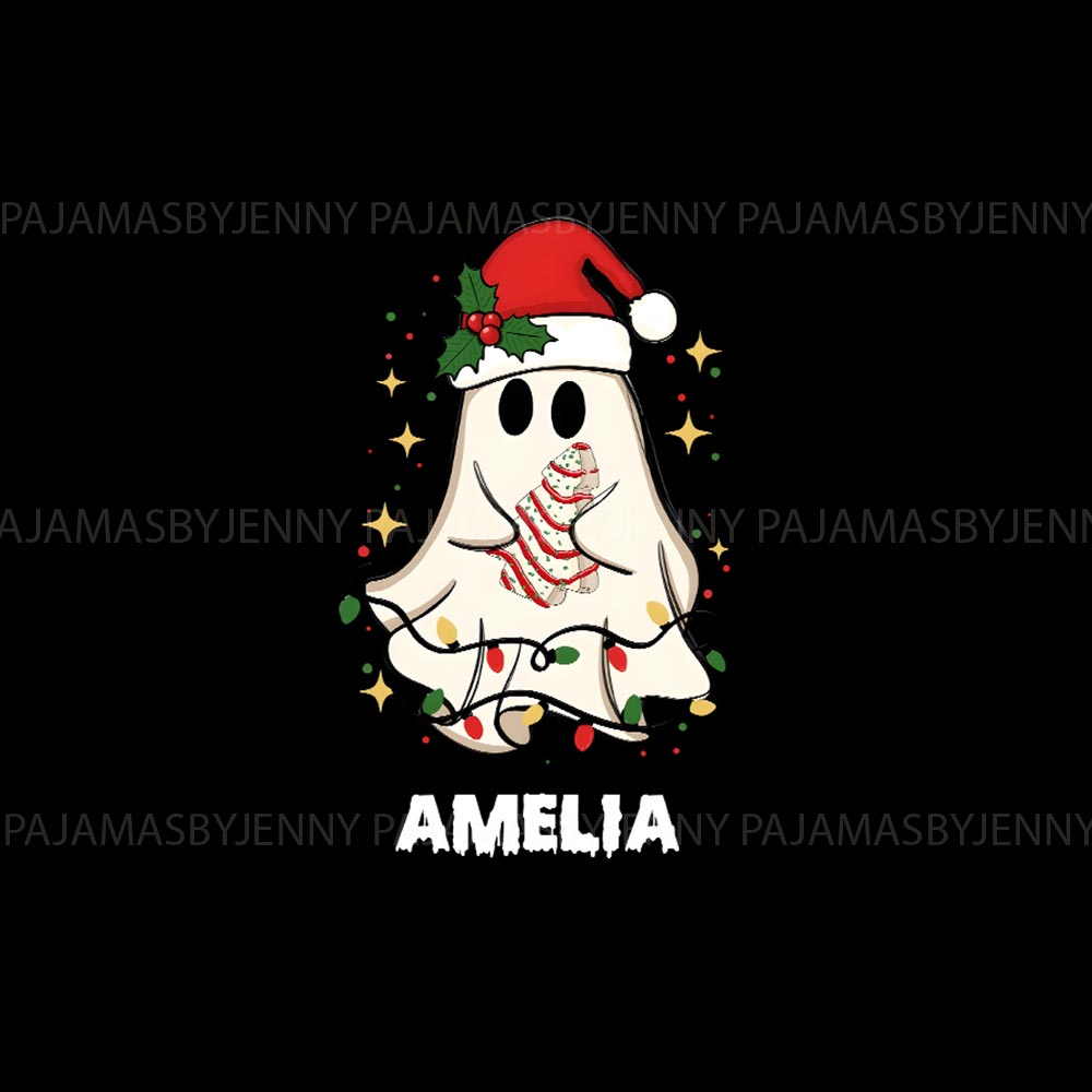 Cute Ghost Christmas Cake Matching Family PJ Sets