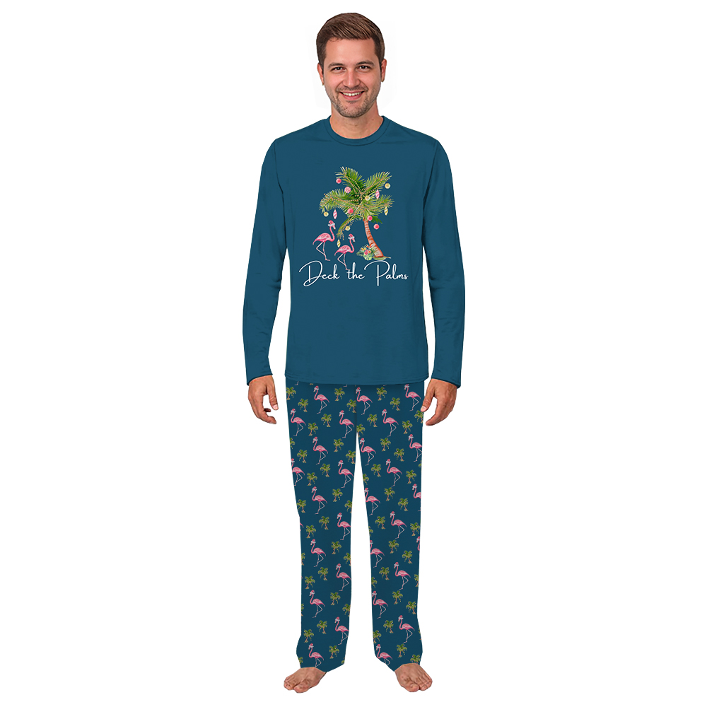 Deck The Palms Flamingo Long Sleeve Matching Family Christmas Pajamas Deck The Palms Flamingo Long Sleeve Matching Family Christmas Pajamas