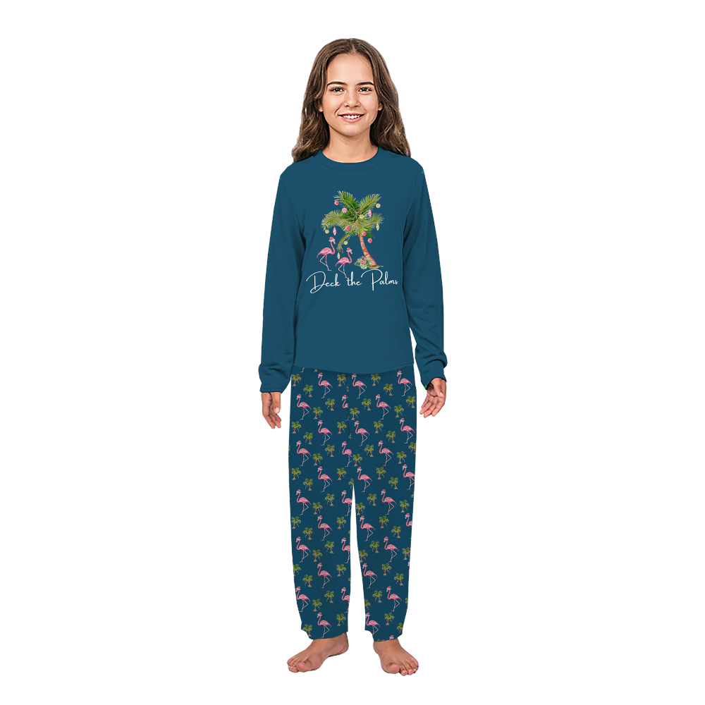 Deck The Palms Flamingo Long Sleeve Matching Family Christmas Pajamas Deck The Palms Flamingo Long Sleeve Matching Family Christmas Pajamas
